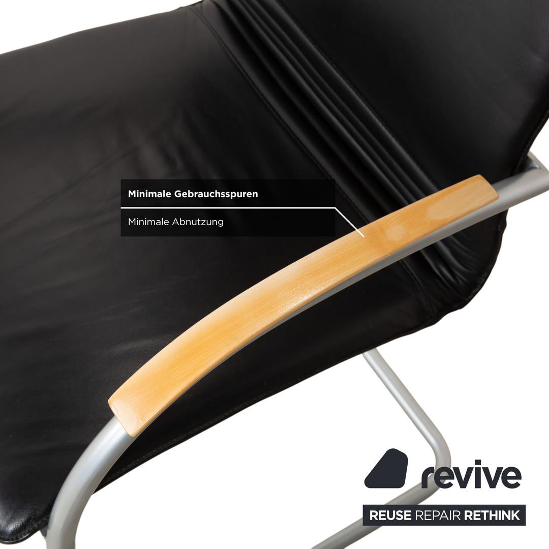 6er Garnitur Thonet S 79 Leder Stuhl Schwarz