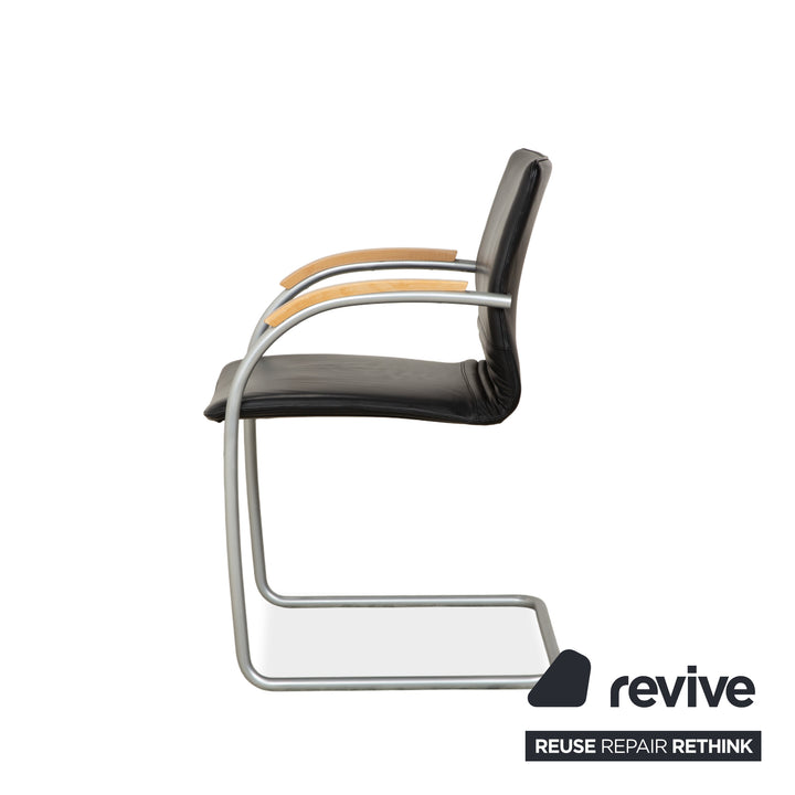 6er Garnitur Thonet S 79 Leder Stuhl Schwarz