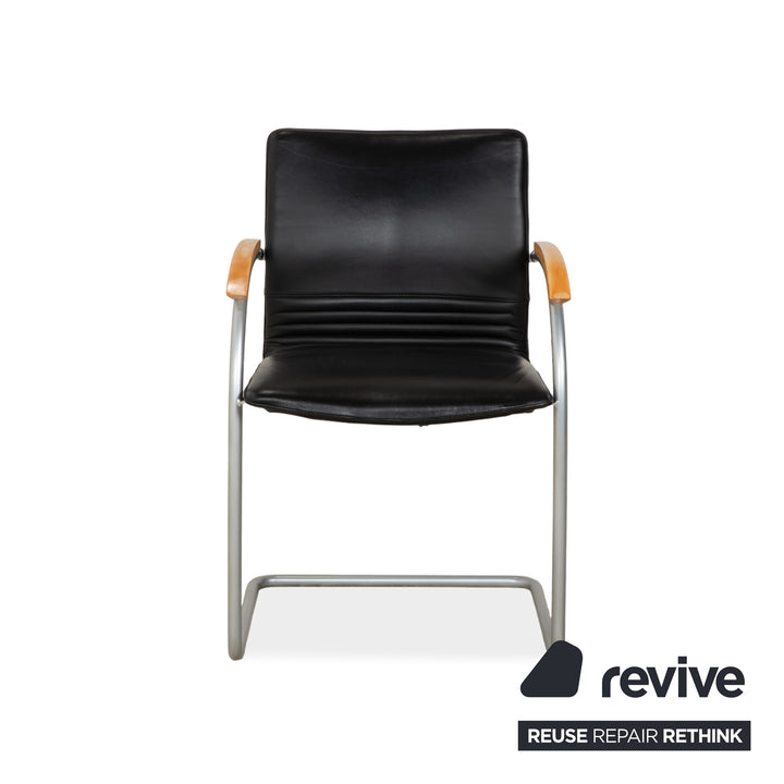 6er Garnitur Thonet S 79 Leder Stuhl Schwarz