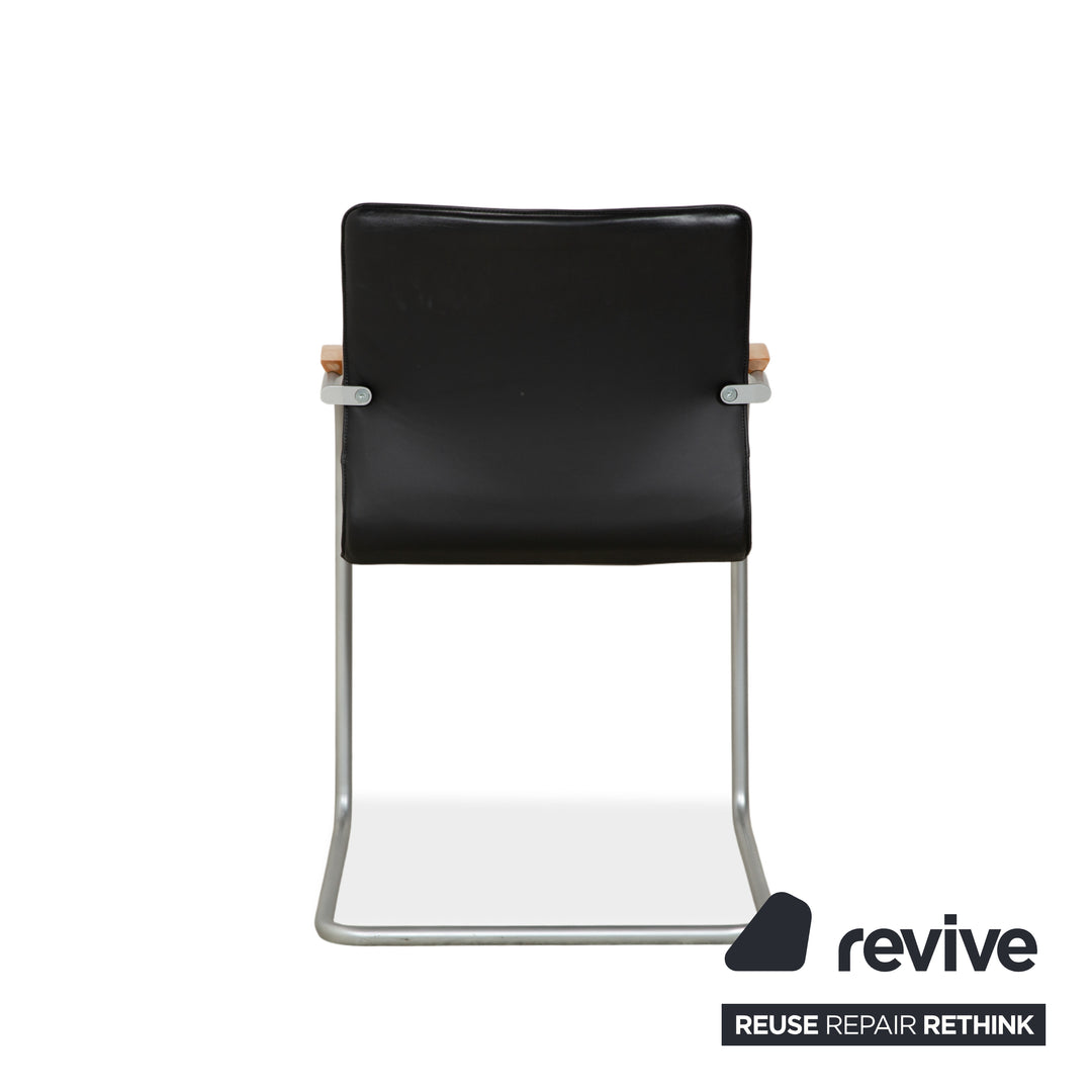 6er Garnitur Thonet S 79 Leder Stuhl Schwarz