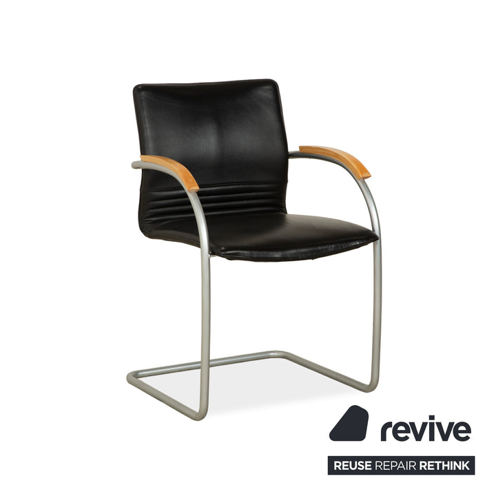 6er Garnitur Thonet S 79 Leder Stuhl Schwarz