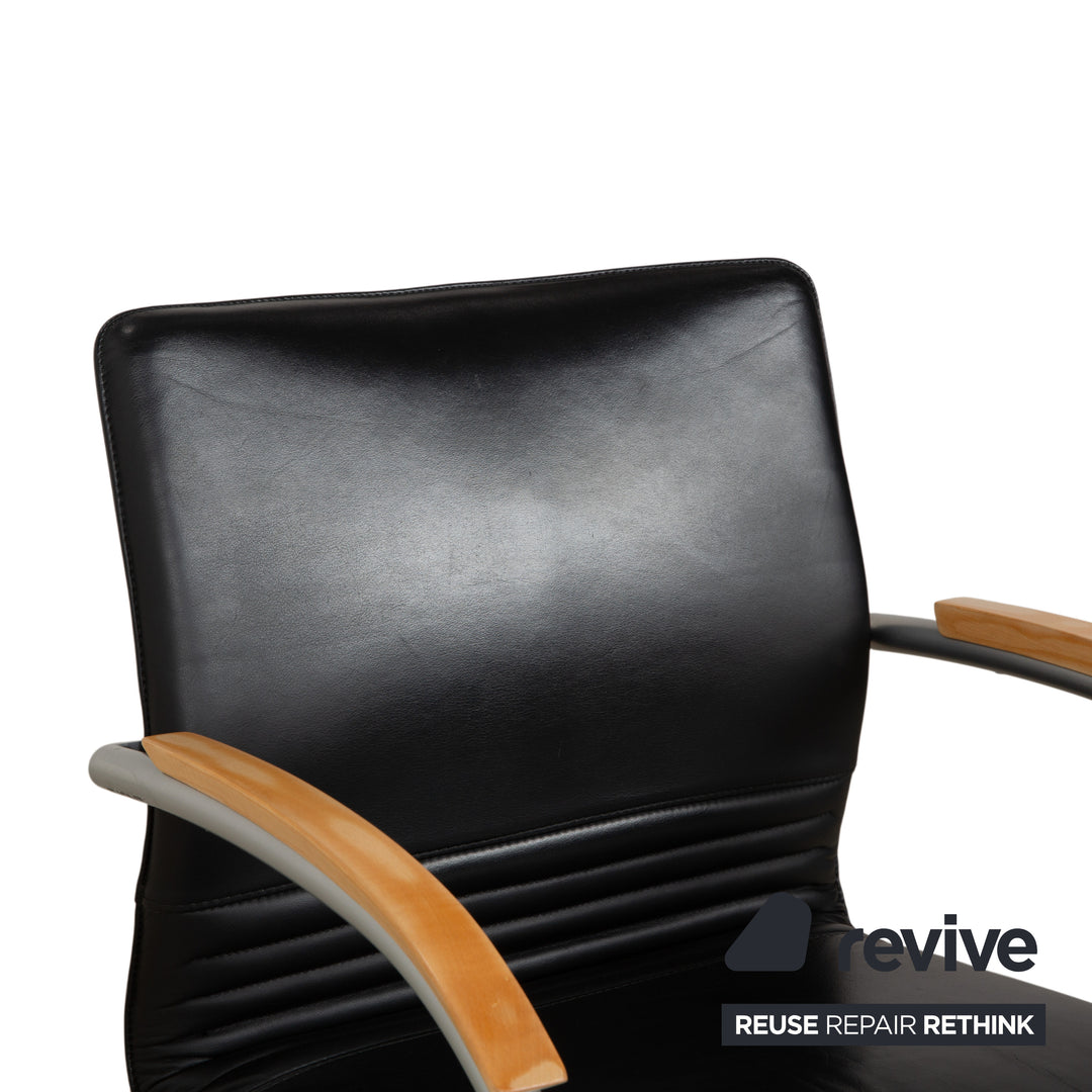 6er Garnitur Thonet S 79 Leder Stuhl Schwarz