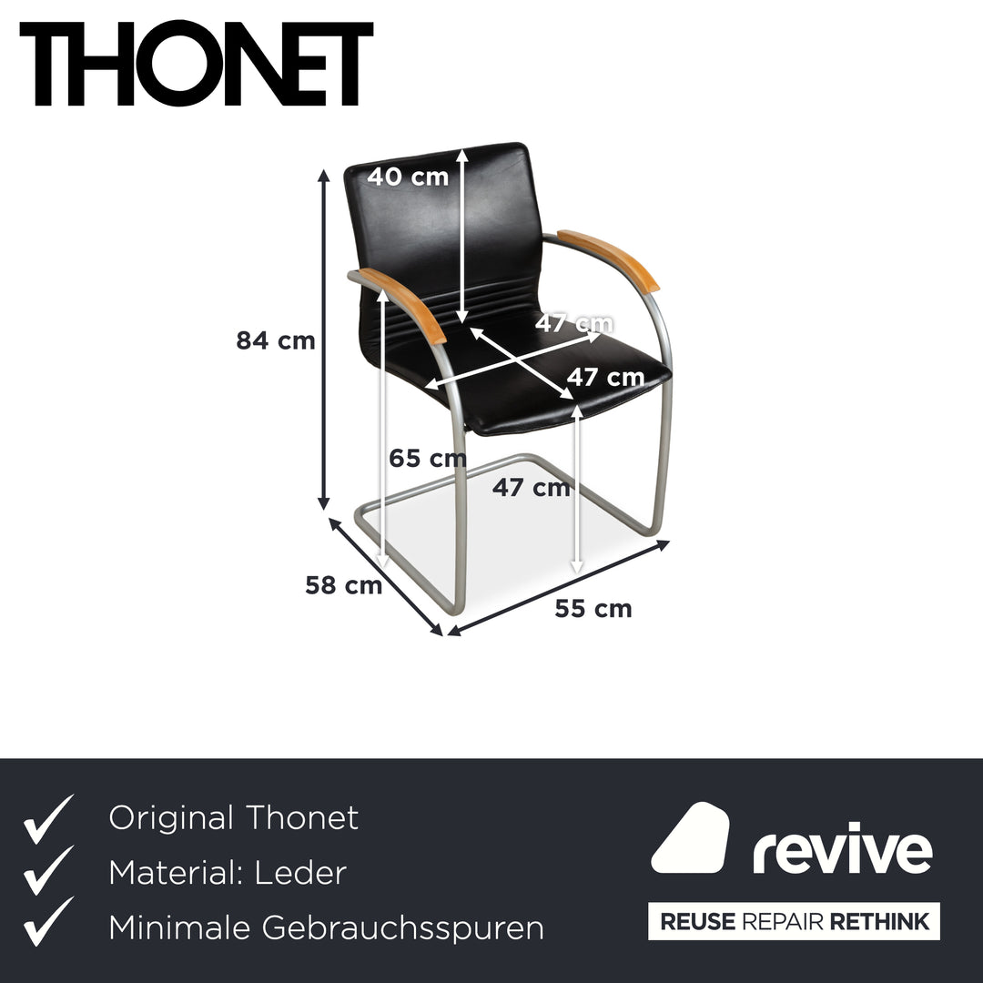 6er Garnitur Thonet S 79 Leder Stuhl Schwarz