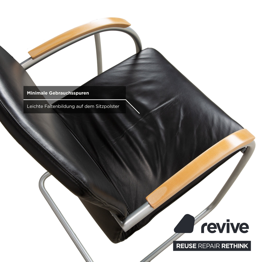 6er Garnitur Thonet S 79 Leder Stuhl Schwarz