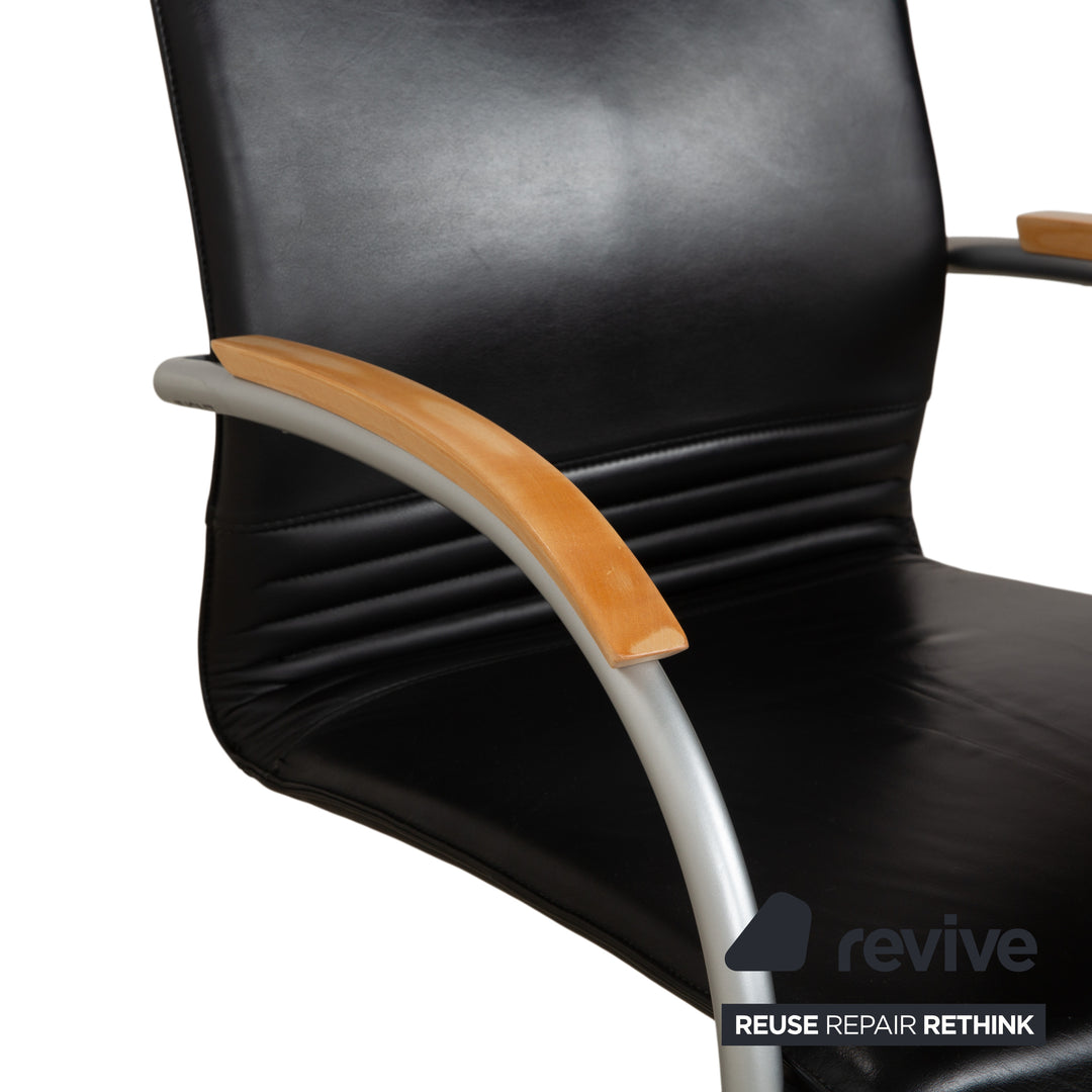 6er Garnitur Thonet S 79 Leder Stuhl Schwarz