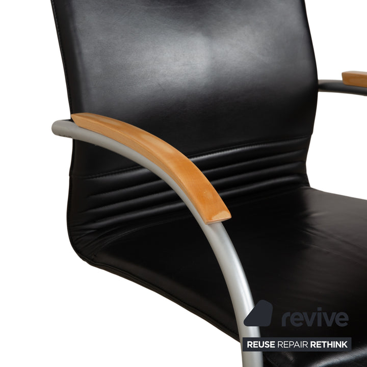 6er Garnitur Thonet S 79 Leder Stuhl Schwarz