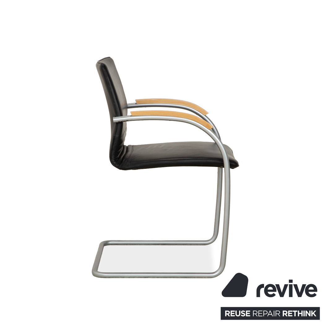 6er Garnitur Thonet S 79 Leder Stuhl Schwarz