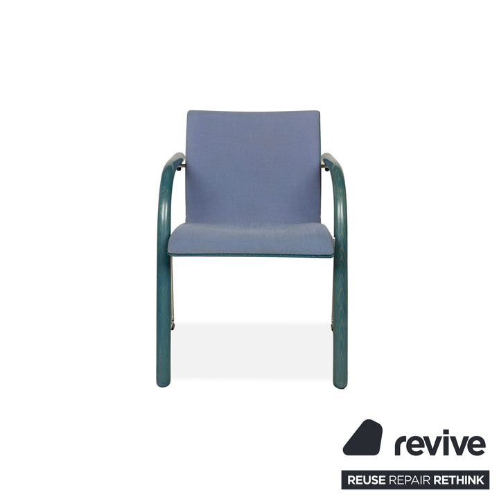 Set of 6 Thonet S320 fabric chairs, blue and grey