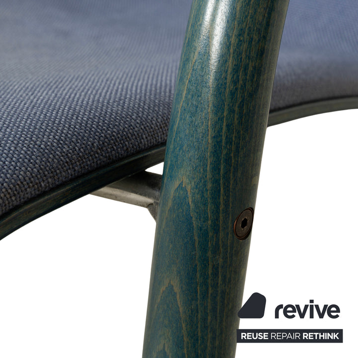 Set of 6 Thonet S320 fabric chairs, blue and grey