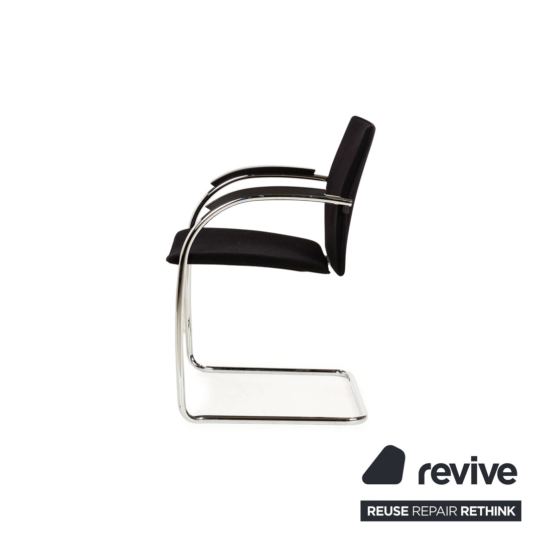 6er Garnitur Thonet S78/S79 Stoff Stuhl Schwarz Feischwinger