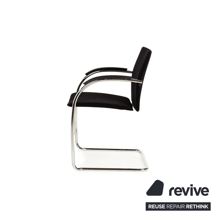 6er Garnitur Thonet S78/S79 Stoff Stuhl Schwarz Feischwinger