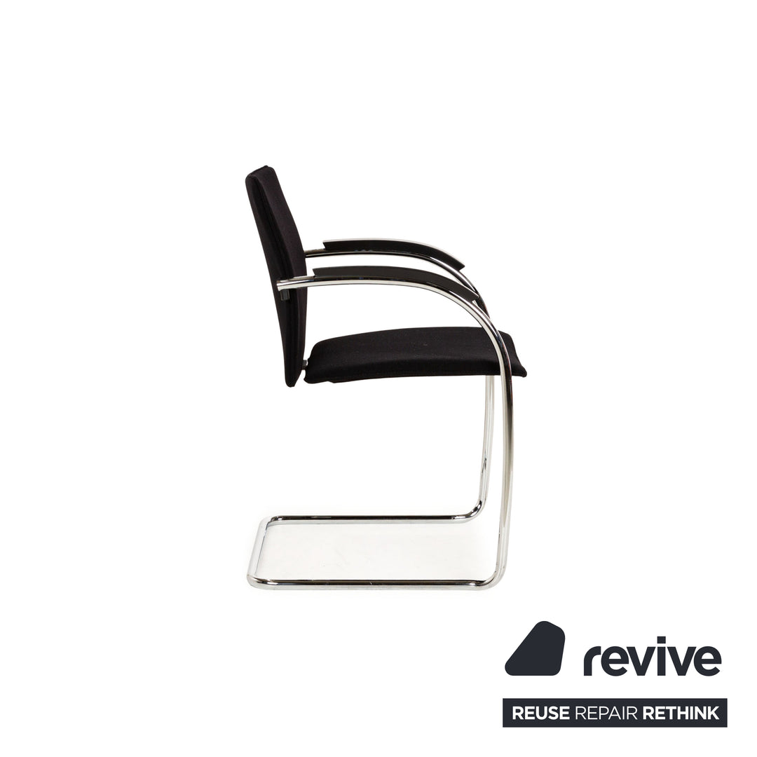 6er Garnitur Thonet S78/S79 Stoff Stuhl Schwarz Feischwinger