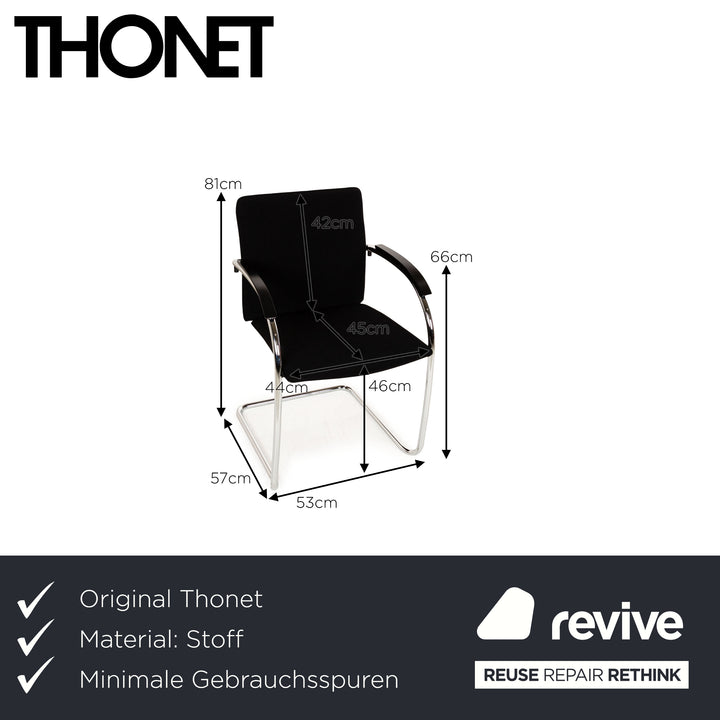 6er Garnitur Thonet S78/S79 Stoff Stuhl Schwarz Feischwinger