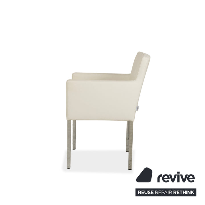 Set of 6 Tommy M by Machalke leather chairs in cream