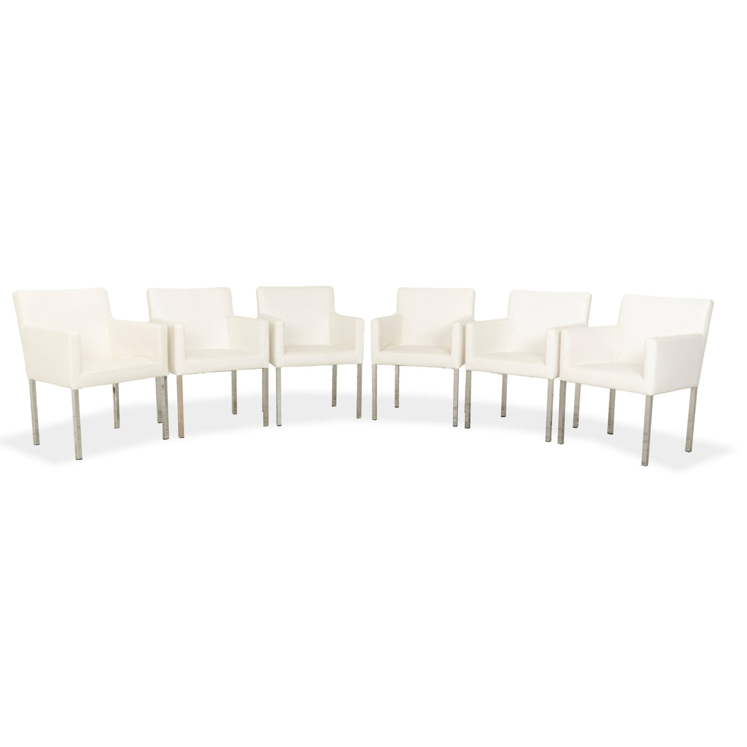 Set of 6 Tommy M by Machalke leather chairs in cream