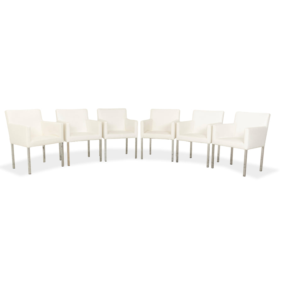 Set of 6 Tommy M by Machalke leather chairs in cream
