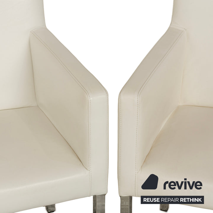 Set of 6 Tommy M by Machalke leather chairs in cream