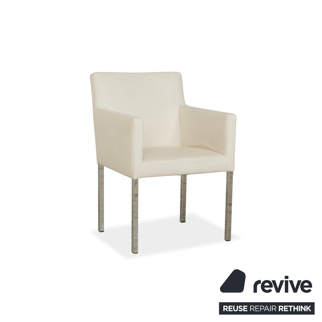 Set of 6 Tommy M by Machalke leather chairs in cream