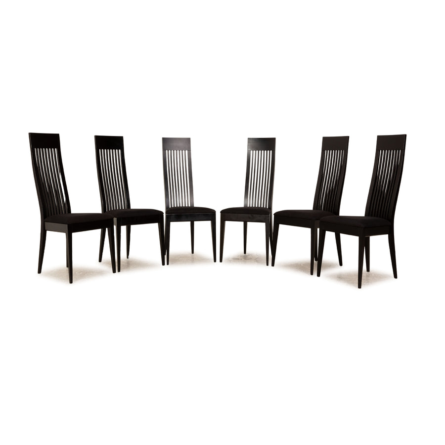 Lot de 6 chaises Tonon n° 747/01 en tissu bleu noir salle à manger