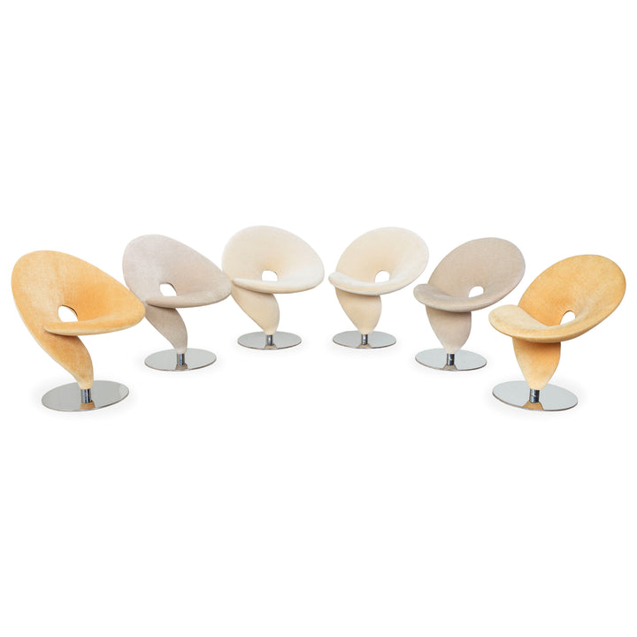 6-piece set Tonon Question Mark fabric chair cream beige taupe dining room swivel function