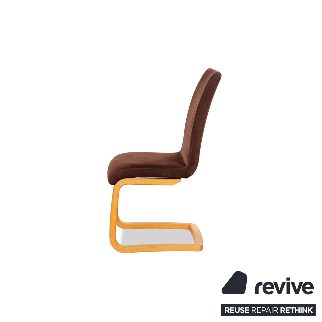 Lot de 6 chaises en bois tissu Venjakob Maja marron