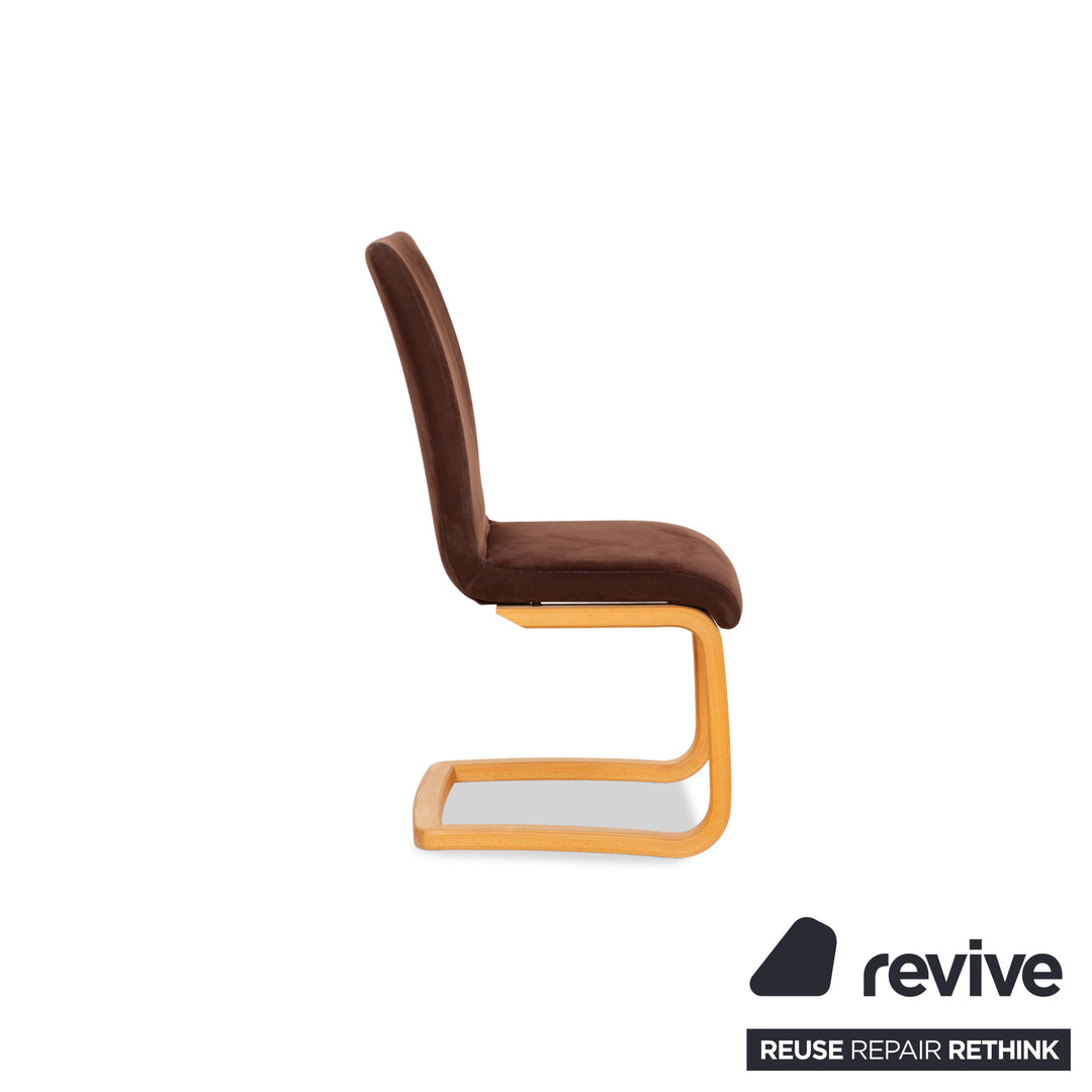 Lot de 6 chaises en bois tissu Venjakob Maja marron