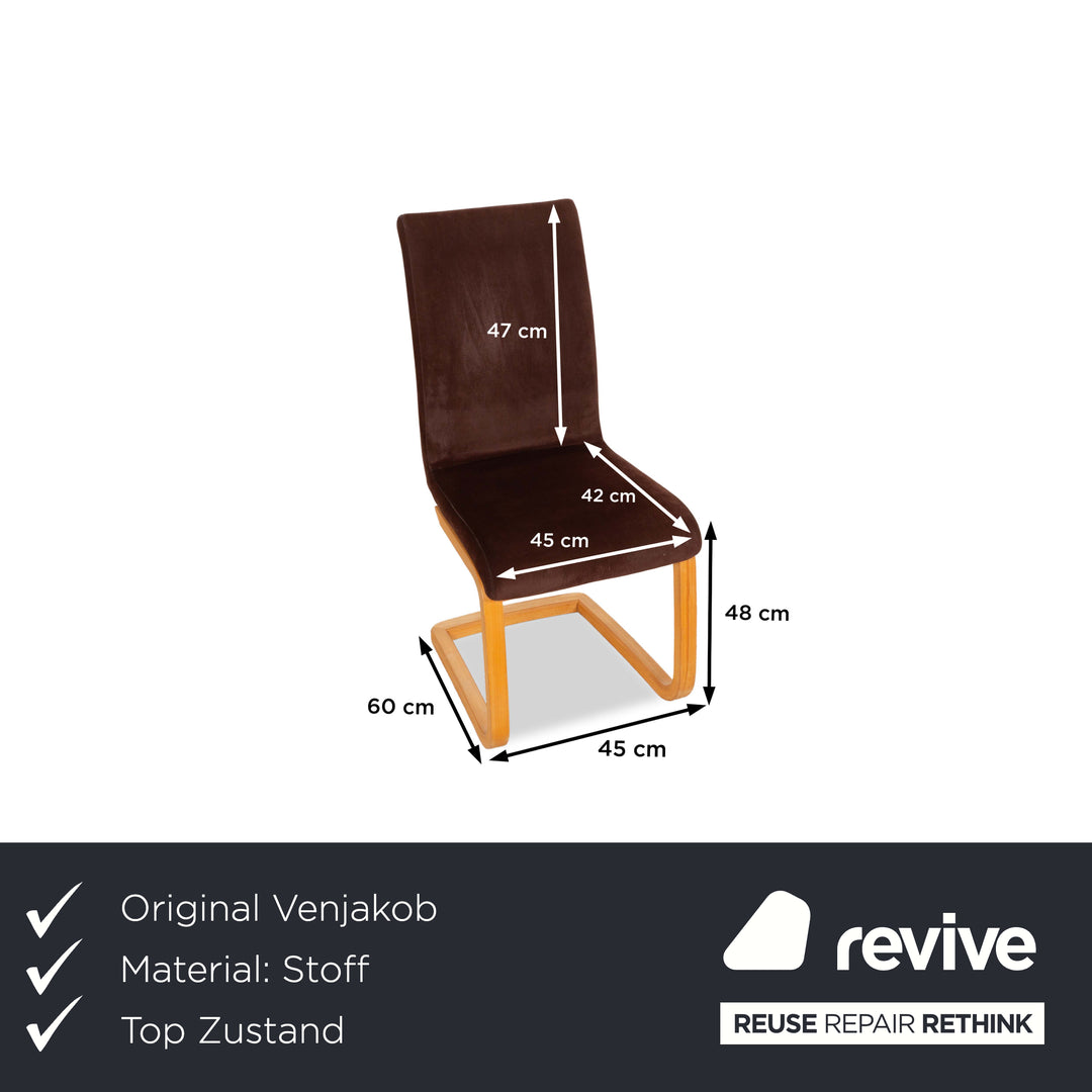 Lot de 6 chaises en bois tissu Venjakob Maja marron