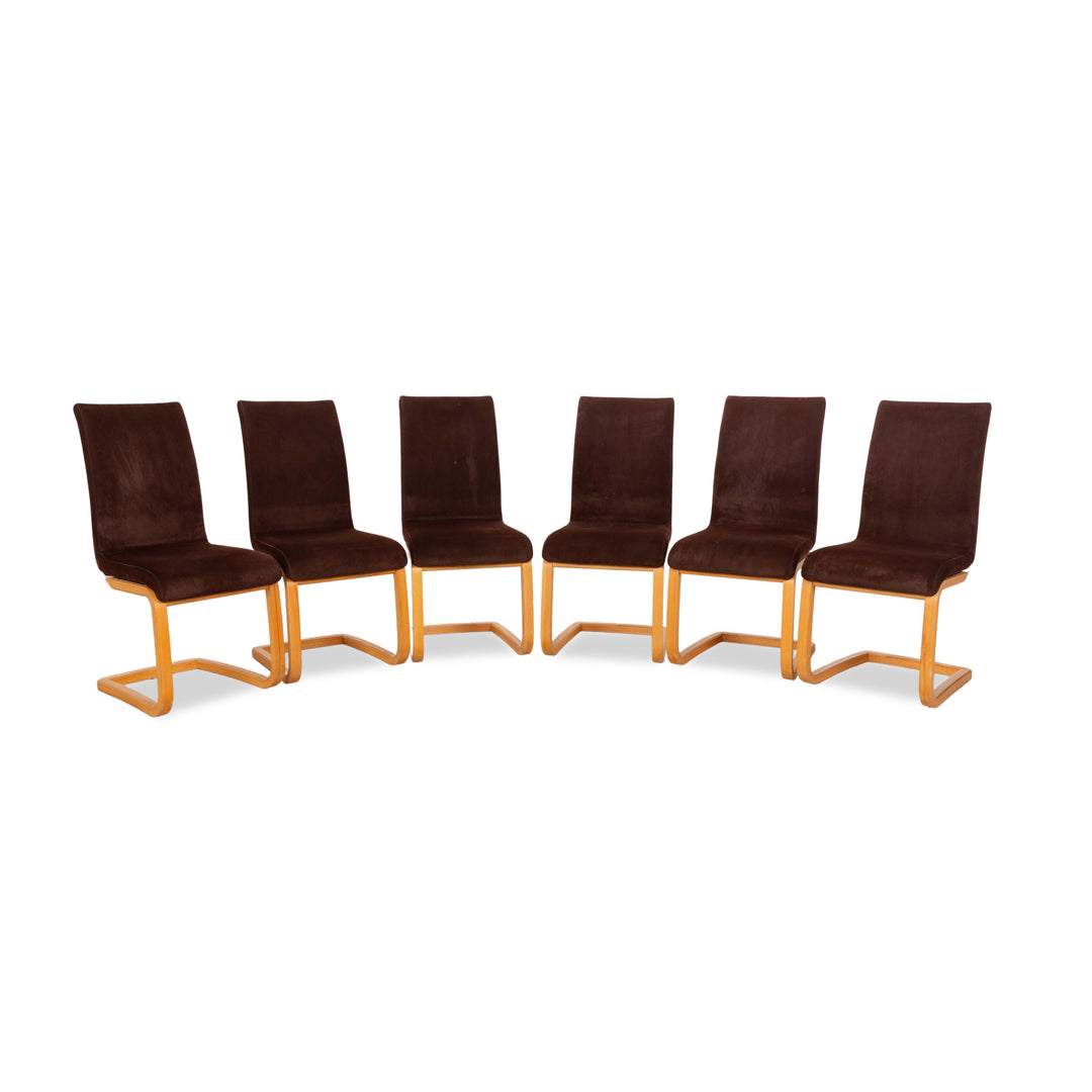 Lot de 6 chaises en bois tissu Venjakob Maja marron