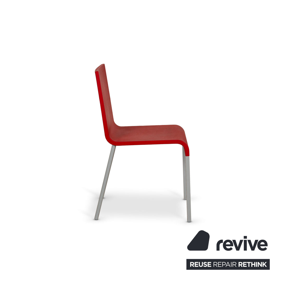 Lot de 6 chaises Vitra .03 en plastique rouge