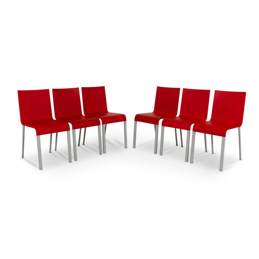 Lot de 6 chaises Vitra .03 en plastique rouge