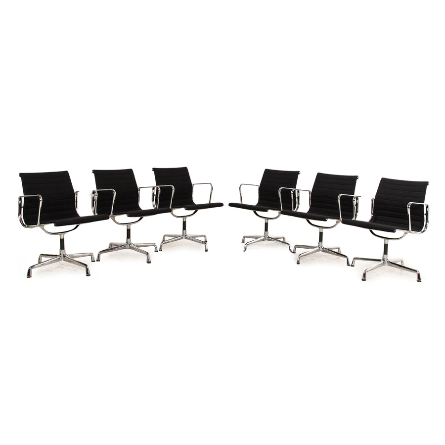 Set of 6 Vitra EA 108 fabric chair black Bauhaus swivel chair