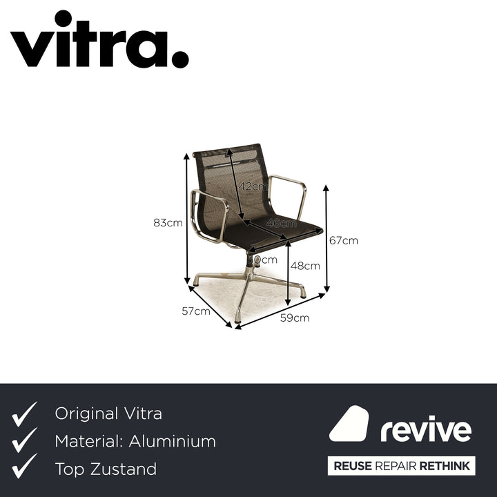 Set of 6 Vitra EA108 Aluminium Chairs Black manual function