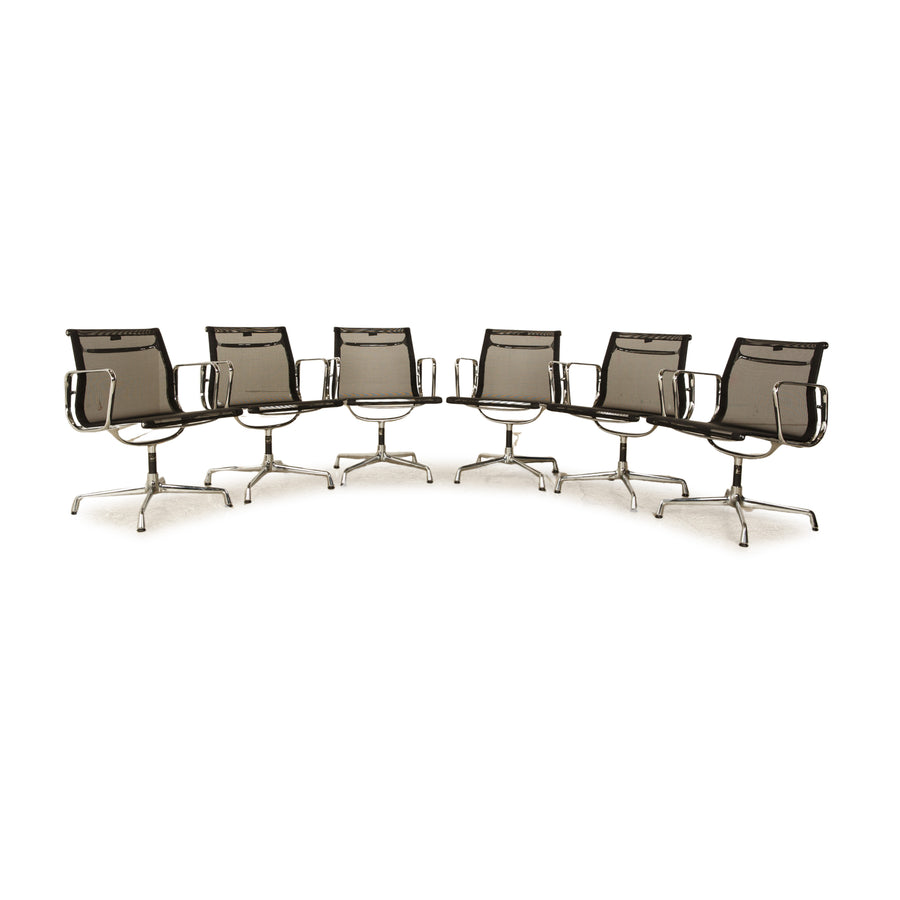 6er Garnitur Vitra EA108 Aluminium Chairs Schwarz manuelle Funktion