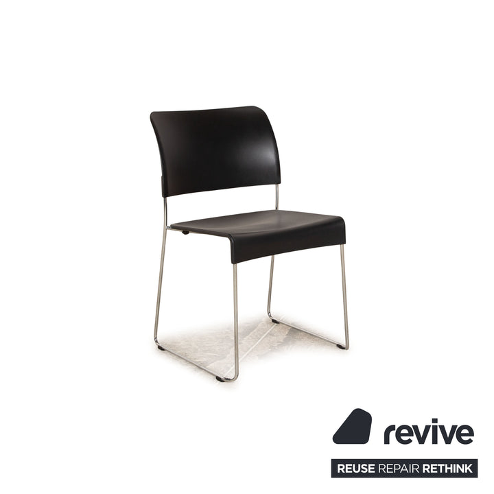 Lot de 6 chaises Vitra SIM en plastique noir