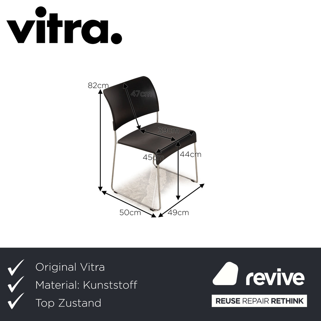 Set of 6 Vitra SIM plastic chairs black