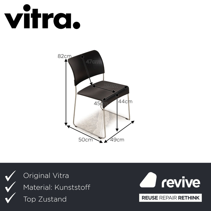 Lot de 6 chaises Vitra SIM en plastique noir