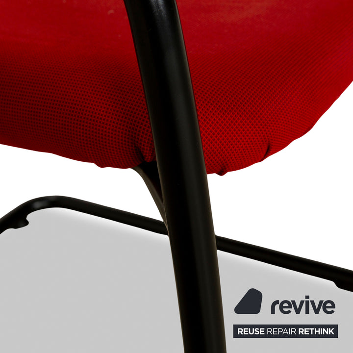 Lot de 6 chaises en tissu Vitra Visavis rouge noir