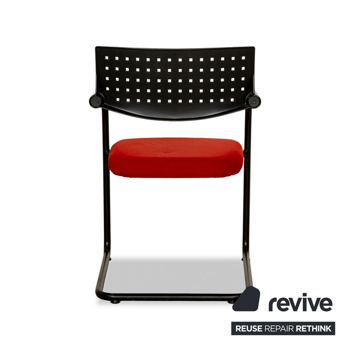 Set of 6 Vitra Visavis fabric chairs red black