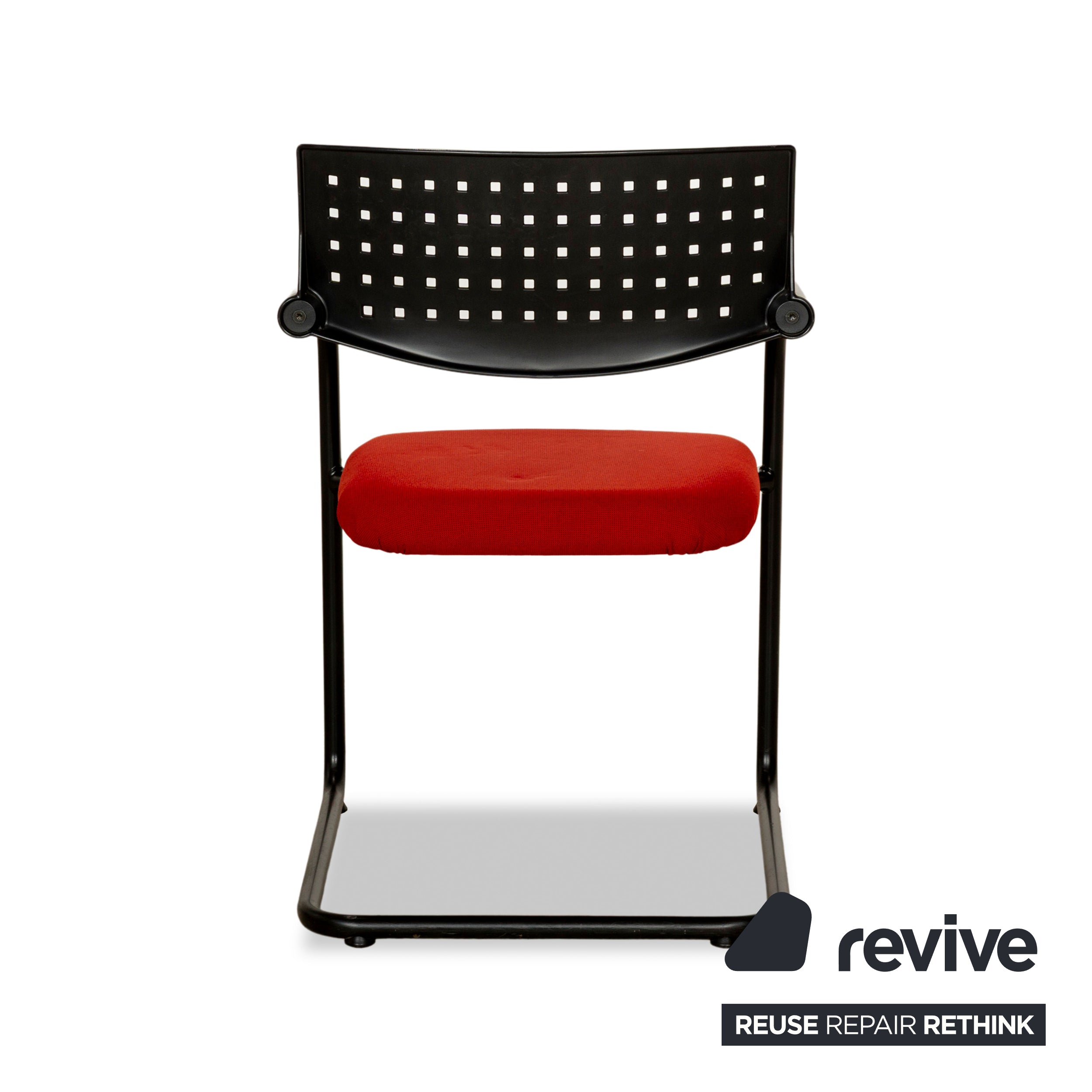 6er Garnitur Vitra Visavis Stoff Stuhl Rot Schwarz