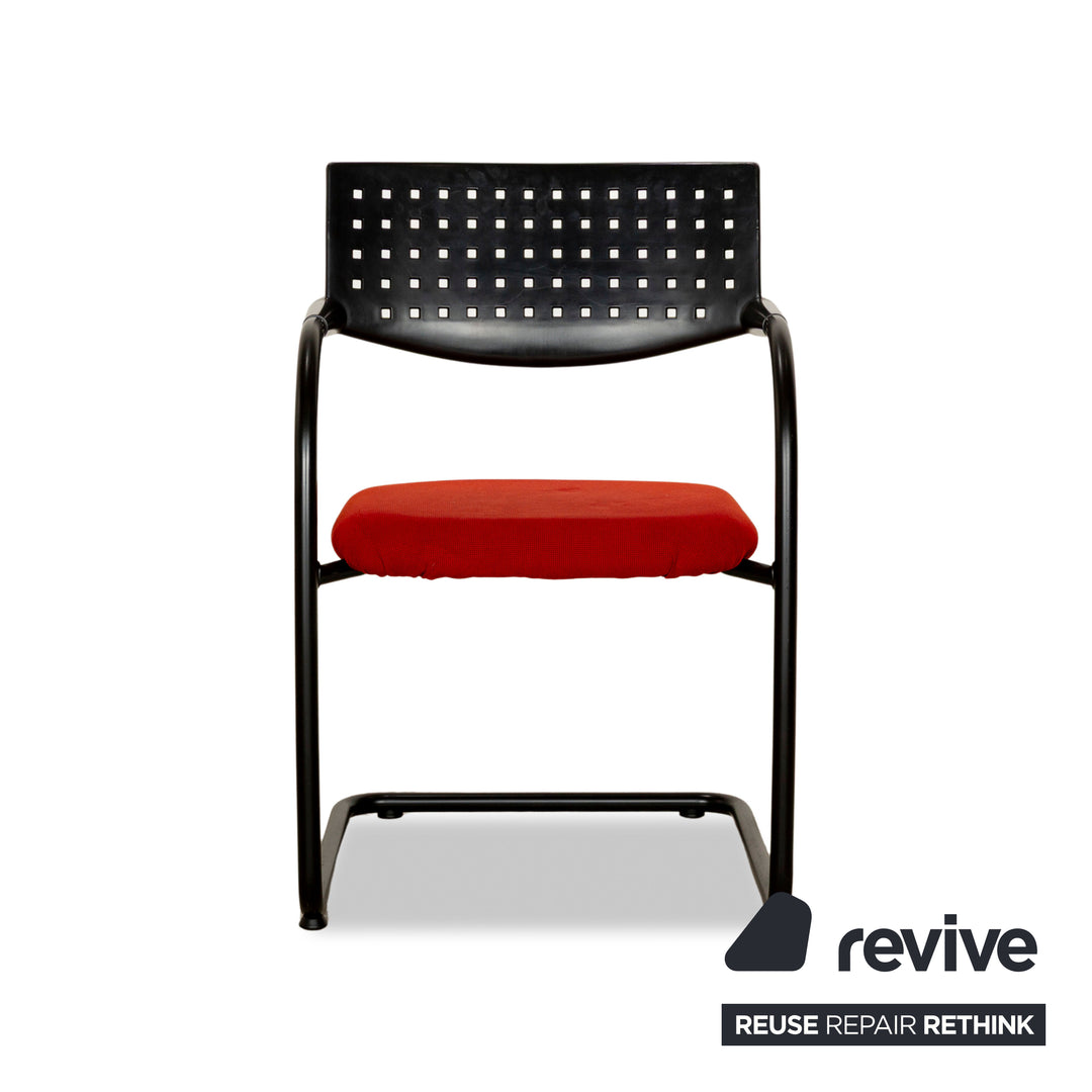 Set of 6 Vitra Visavis fabric chairs red black