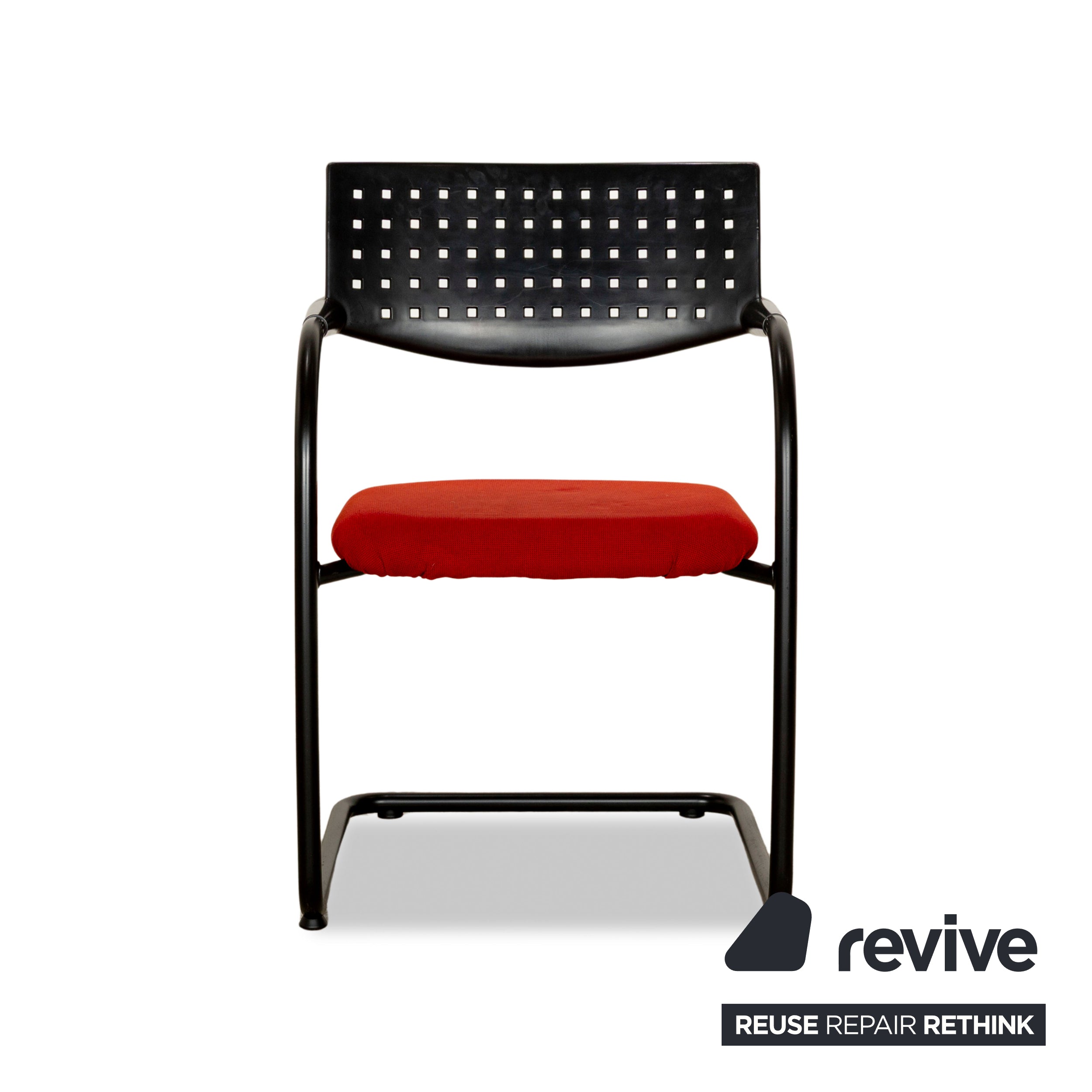 6er Garnitur Vitra Visavis Stoff Stuhl Rot Schwarz