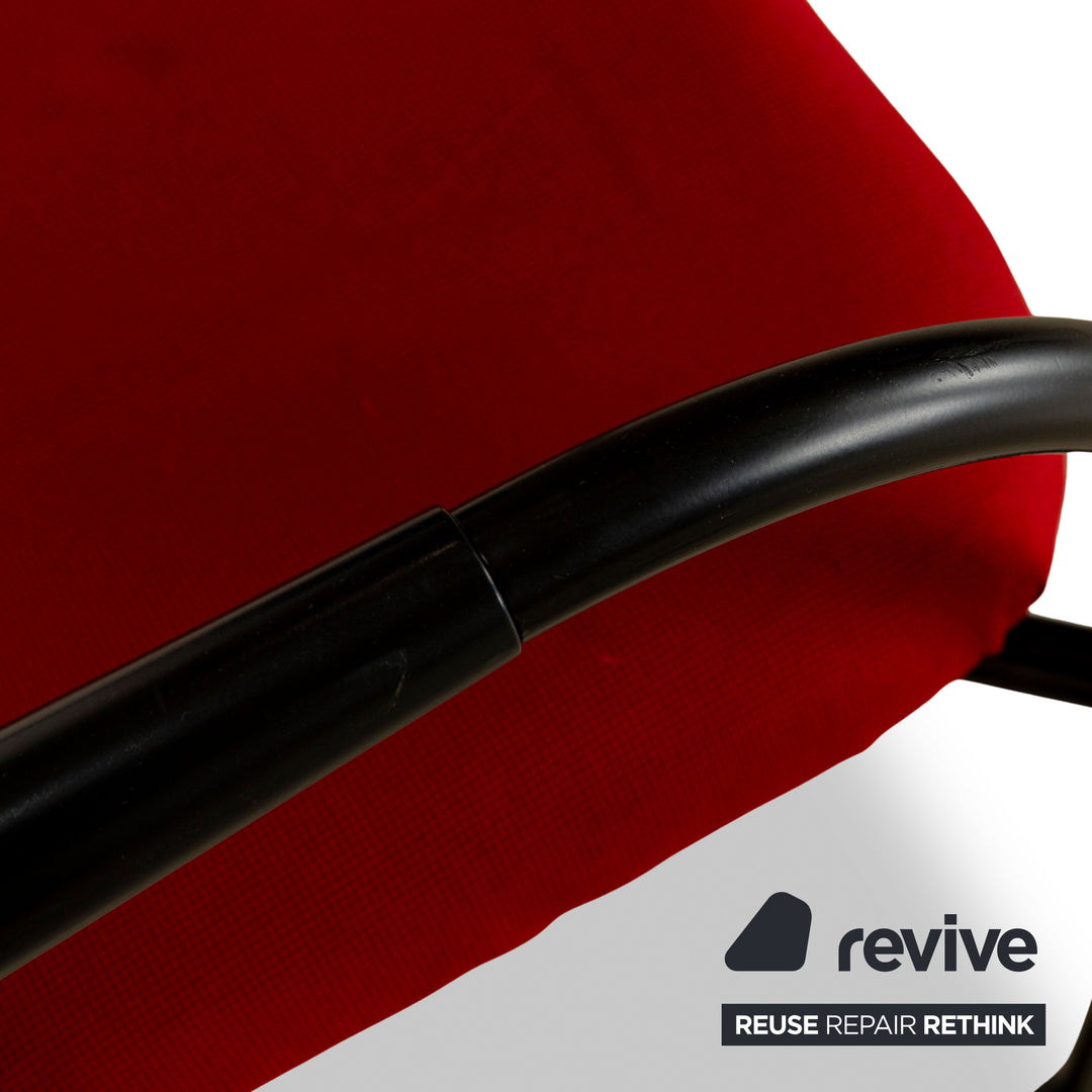 Lot de 6 chaises en tissu Vitra Visavis rouge noir