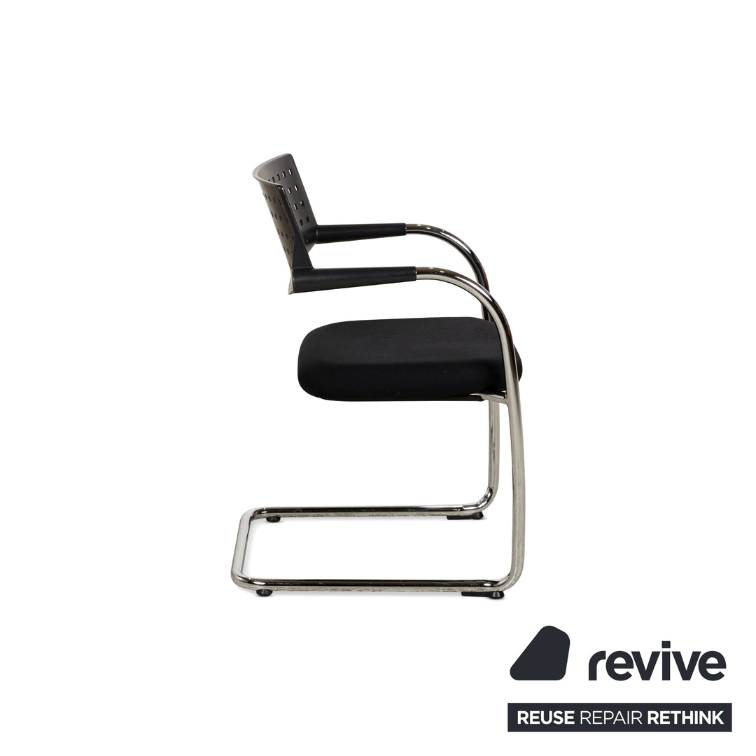 Lot de 6 chaises Vitra Visavis en tissu noir