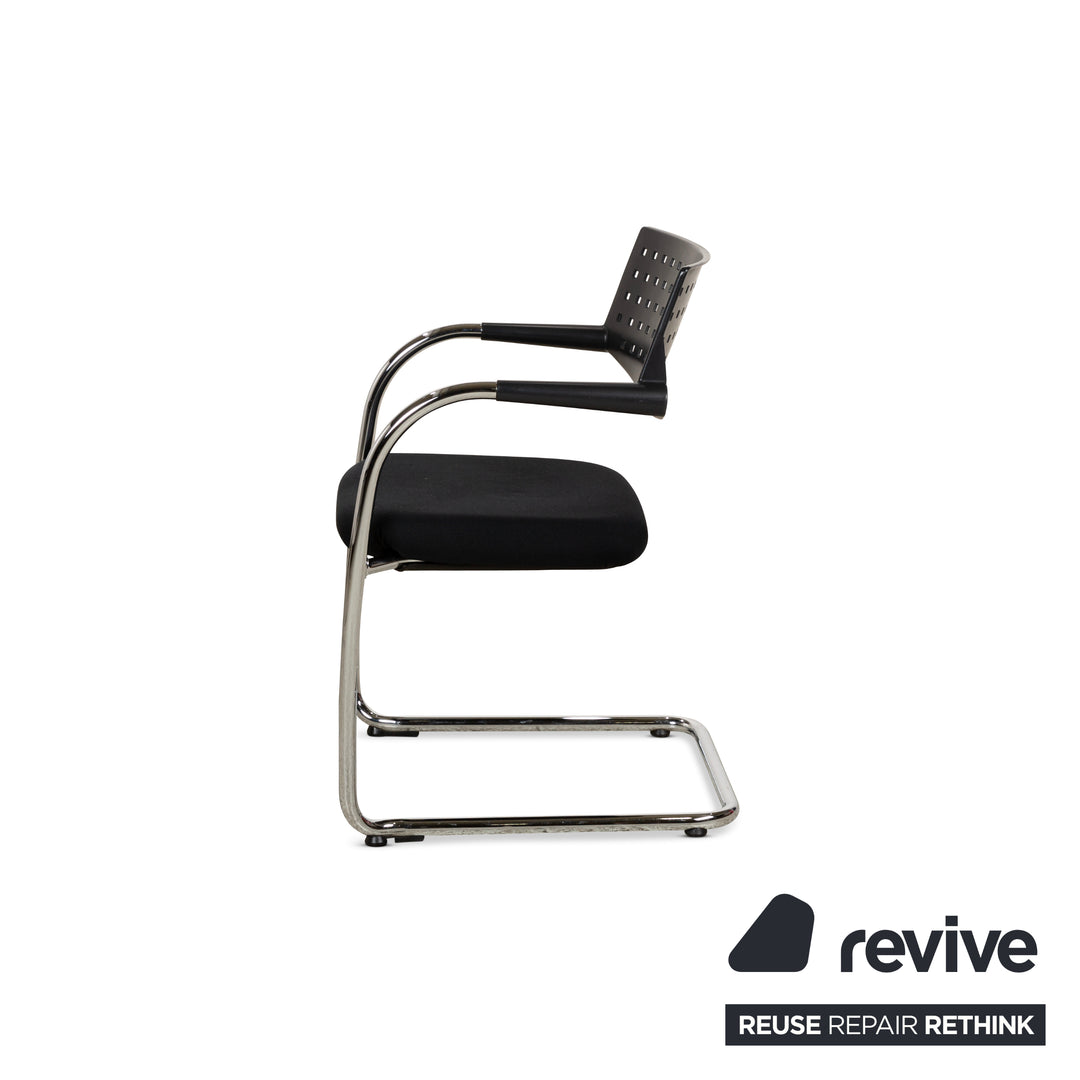 Lot de 6 chaises Vitra Visavis en tissu noir