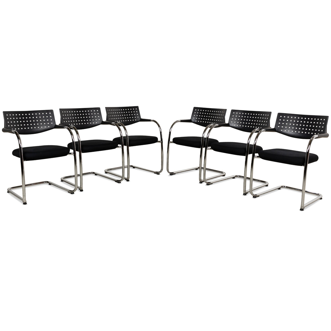 Lot de 6 chaises Vitra Visavis en tissu noir