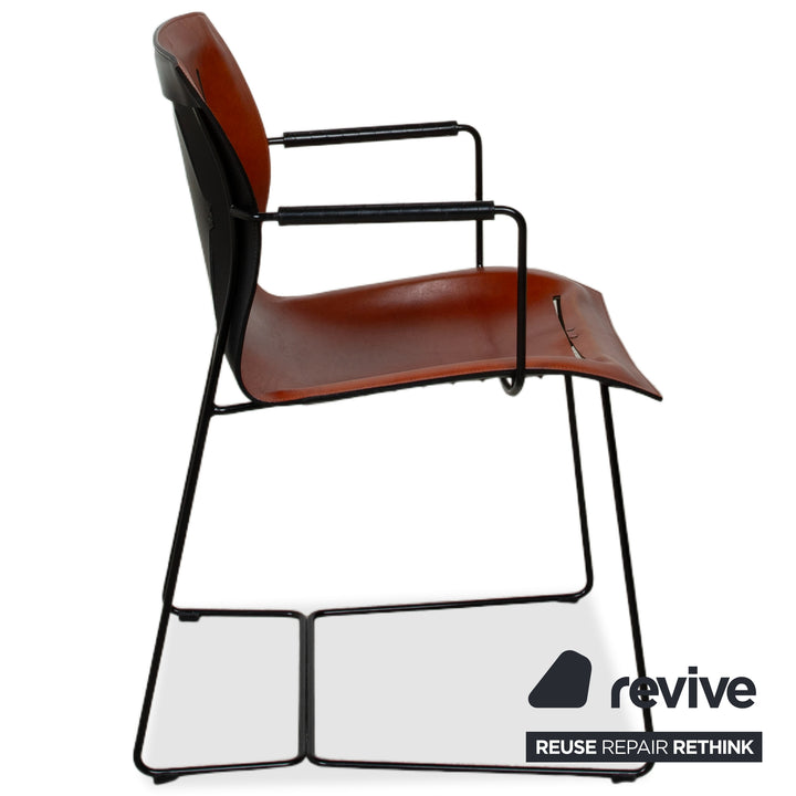 Garniture de 6 chaises Walter Knoll Cuoio en cuir marron rouge châtaigne