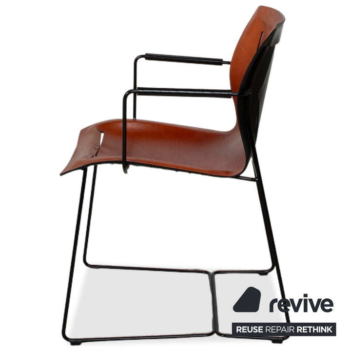 Garniture de 6 chaises Walter Knoll Cuoio en cuir marron rouge châtaigne