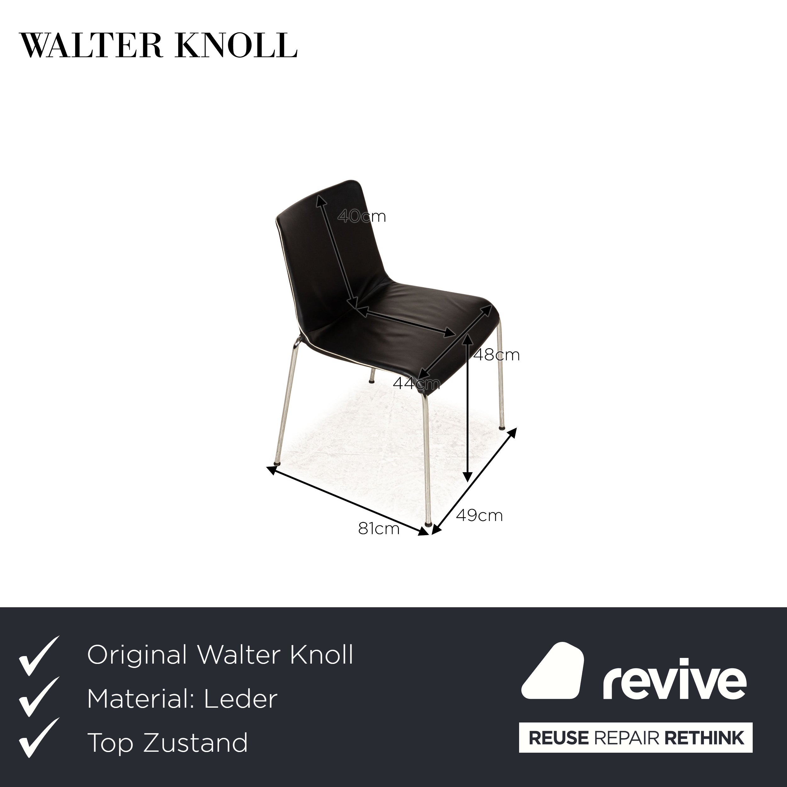 6er Garnitur Walter Knoll Liz Leder Stuhl Schwarz Esszimmer