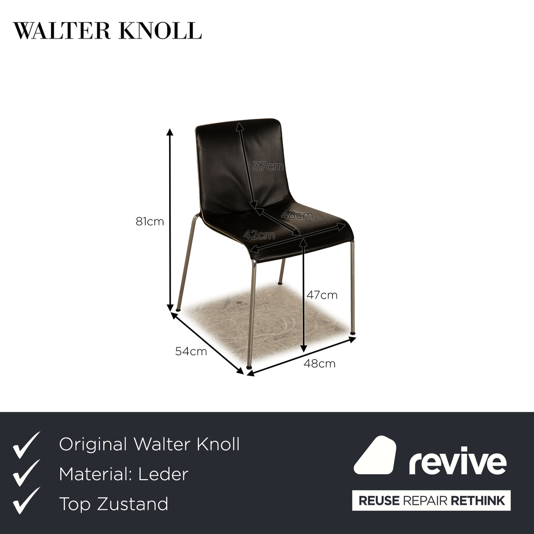 Lot de 6 chaises en cuir Walter Knoll Liz noir salle à manger