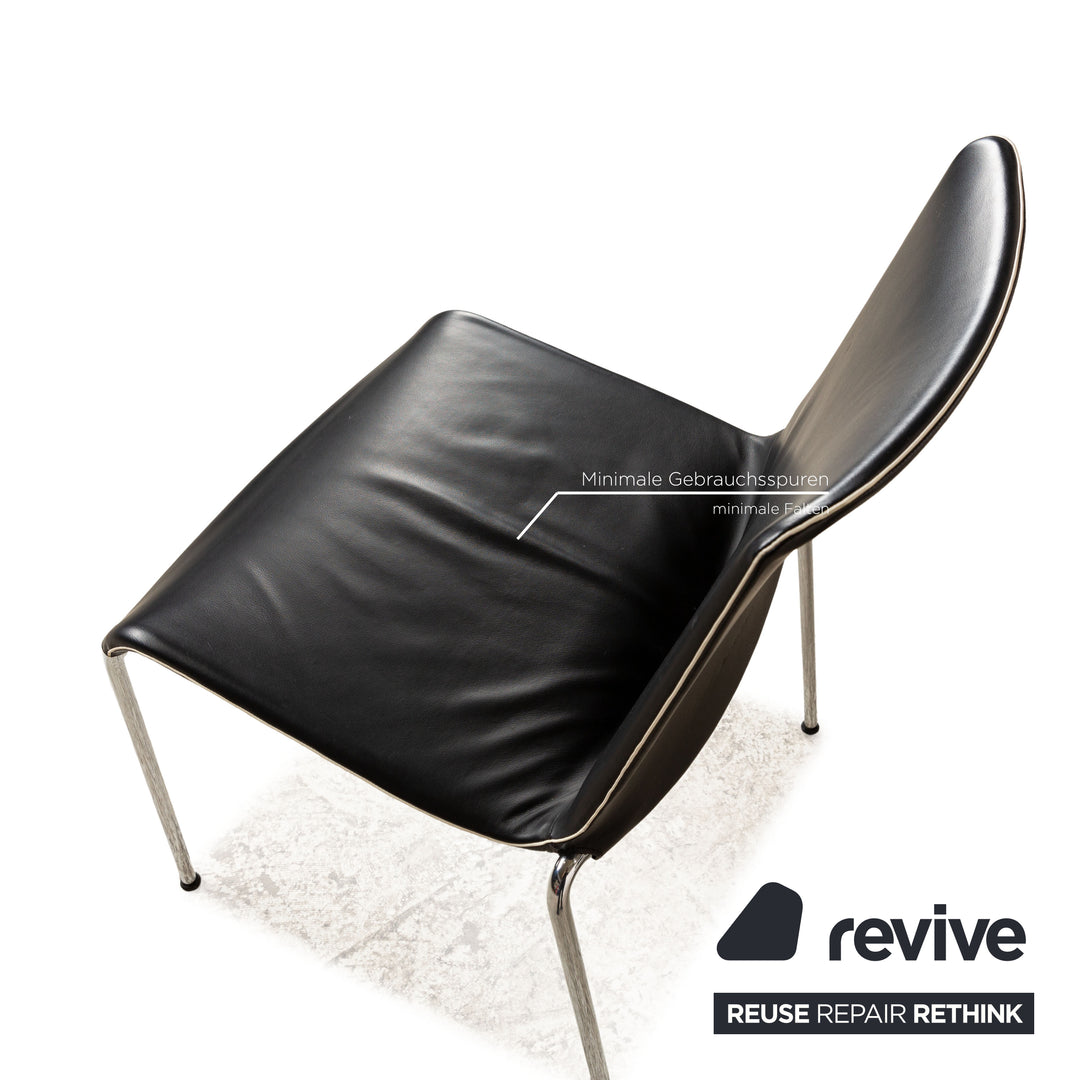 Lot de 6 chaises en cuir Walter Knoll Liz noir salle à manger